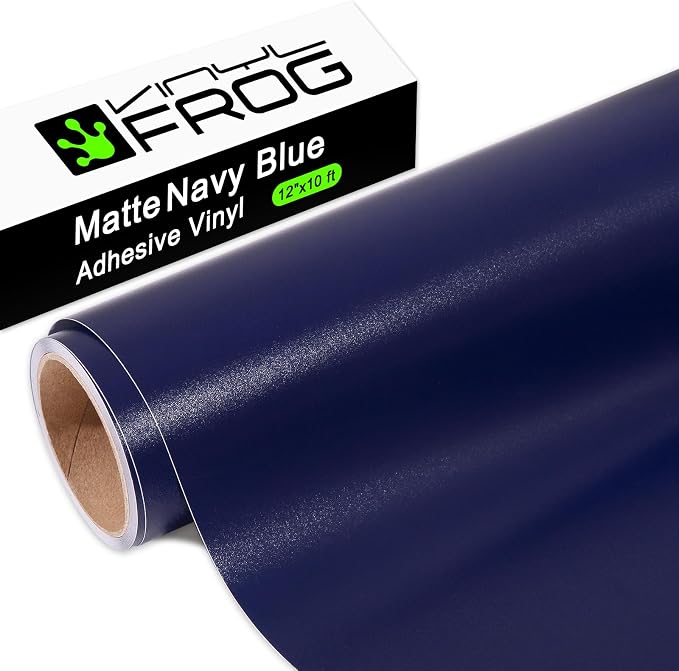 VINYL FROG Navy Blue Adhesive Vinyl Roll 12" x10ft Matte Blue Permanent Vinyl