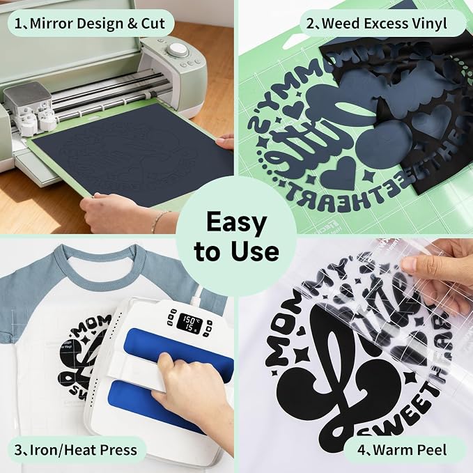 TECKWRAP Heat Transfer Vinyl for T-Shirts, 50+ Washes, REACH Certified & Dryer