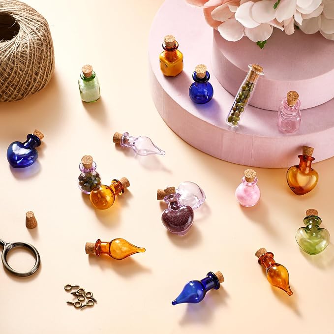 Geiserailie 50 Pieces Small Tiny Glass Spell Jars Bottle