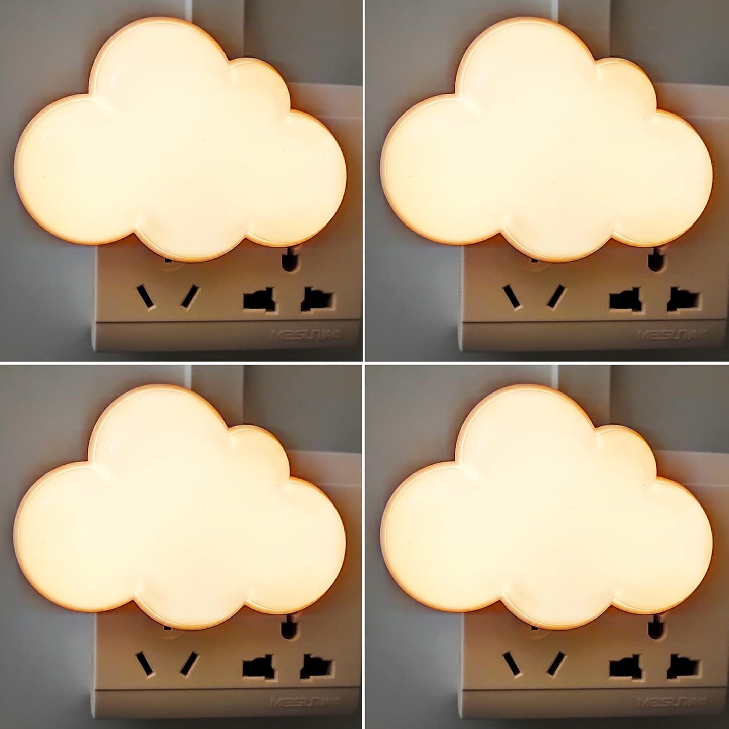 AUSAYE 4Pack Sensor LED Night Light Plug in Lamp Cloud Night Light Mini Pretty Night Lights for Adults Kids NightLight White