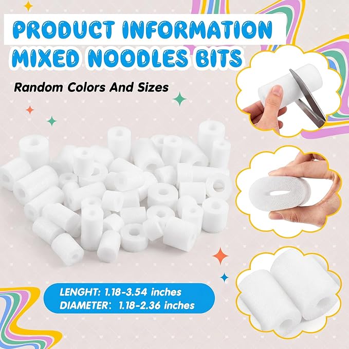 Frienda 50 Pcs Pool Noodles Bits Multicolor Craft Small Size Versatile Mixed