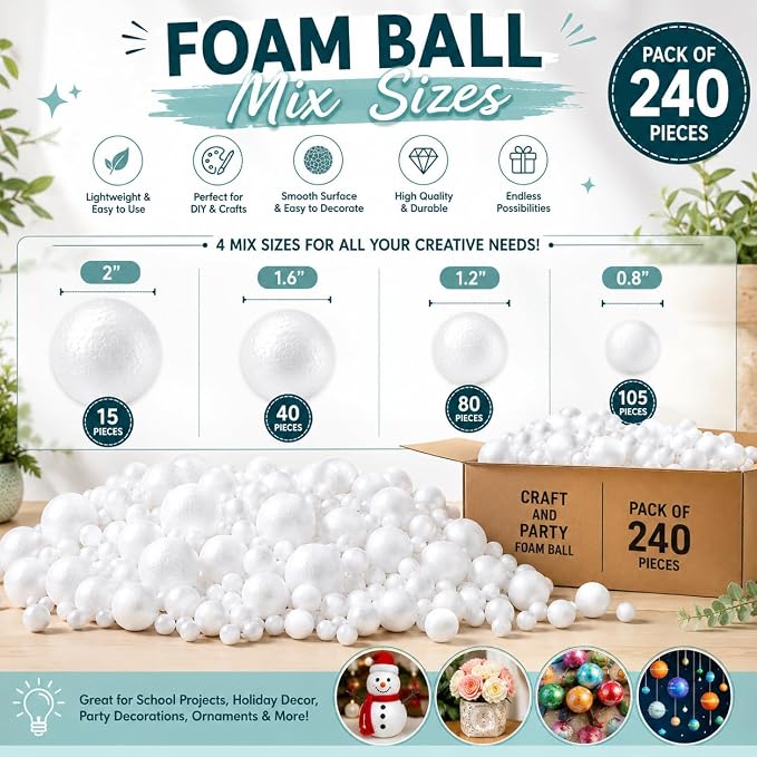 Evershine 240 Pack Craft Foam Ball