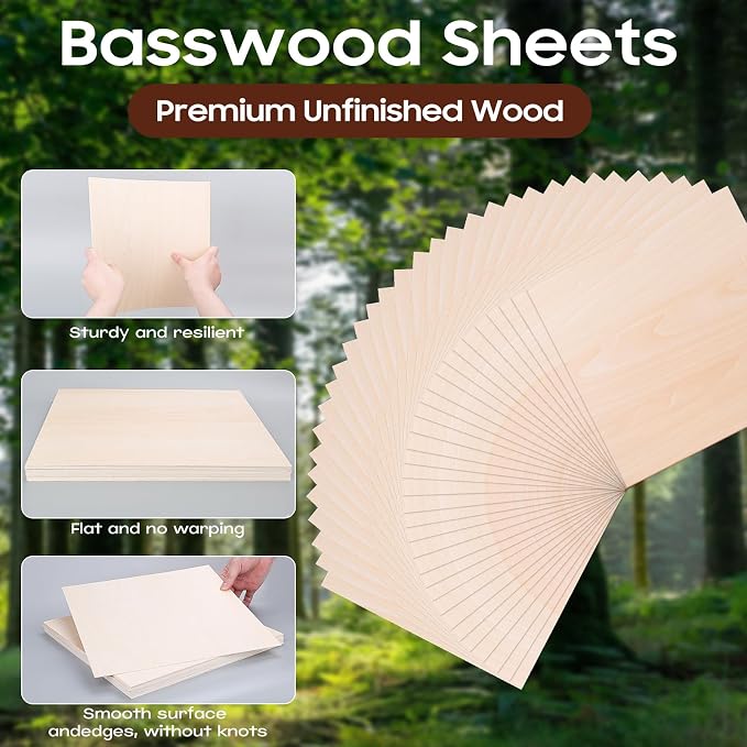 Basswood Polywood Sheets, Wood Burning, Model Making, DIY Crafts, Holiday Decor