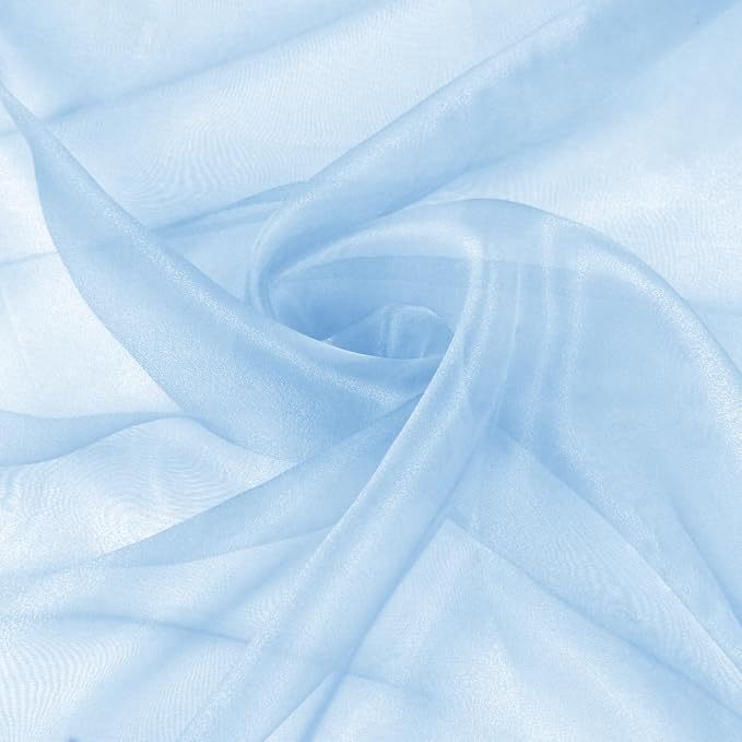 VACVELT Light Blue Sheer Organza Fabric by The Yard 60" Wide | Semi-Transparent