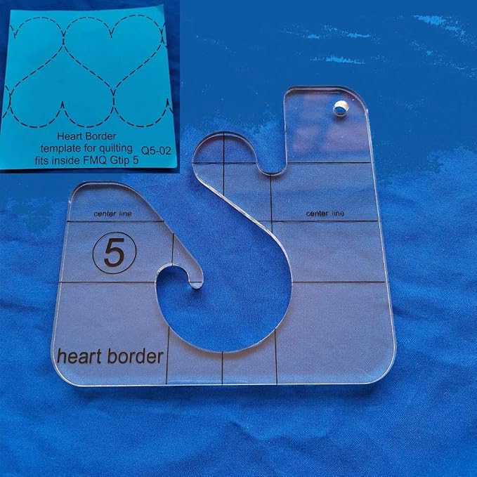 YICBOR Heart Border Template for Quilting Fits Inside FMQ Grip 5