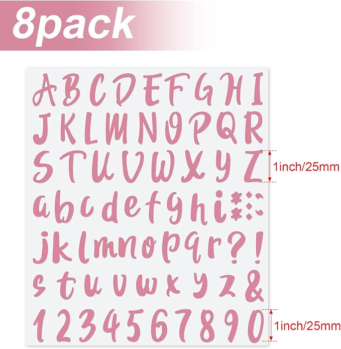 Outus 576 Pcs 8 Sheets Letters Stickers Vinyl Alphabet Number Decals Back to