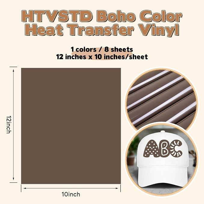 HTVSTD Deep Orange Boho HTV Heat Transfer Vinyl 8pcs 12×10in Iron on Vinyl |