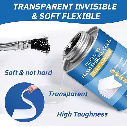 4OZ Foam Glue with Brush, High Strength Clear Foam Adhesive