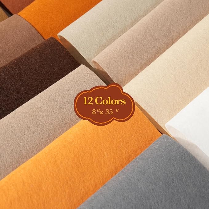 Phantomon 8" x 35" Felt Fabric Sheets, 1mm Sturdy Nonwoven Felt Rolls, Large