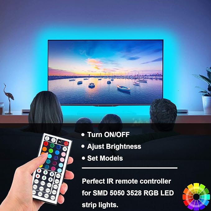 44 Key RGB LED Strip Light Remote Controller, IR Remote Controller Replacement for SMD 5050 3528 2835 RGB LED Light Strip Lights (2 Pack)