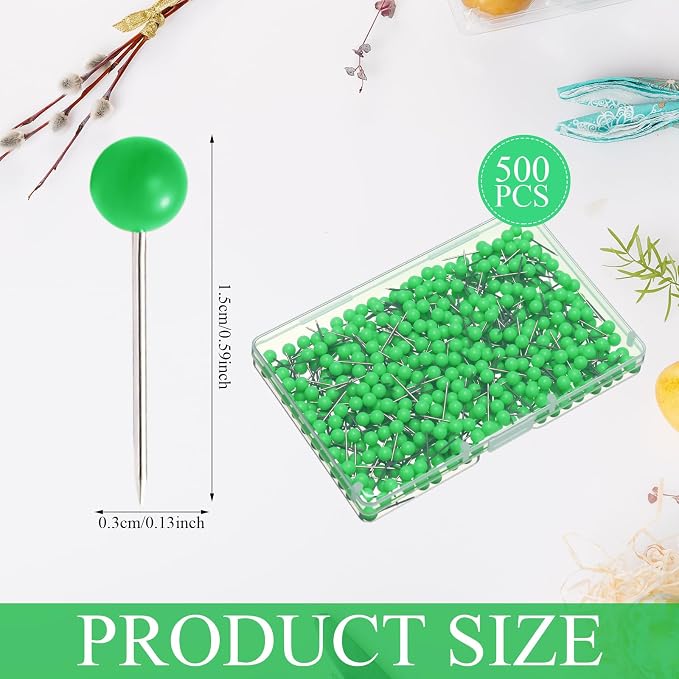 WILLBOND 500 Pack Map Push Pins Map Tacks Small Round Head Push Pins Thumb Tacks
