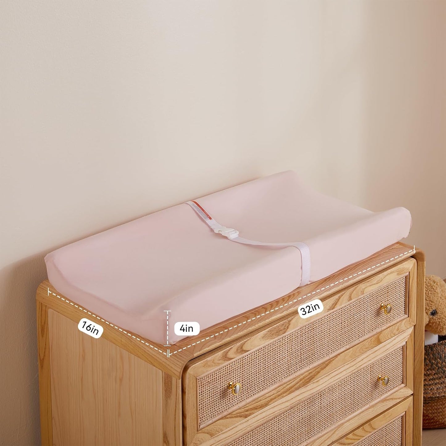 TILLYOU Changing Pad Cover Set in Soft Jersey Material Diaper Changing Pad Cover Girl - Fits 32"/34''x16 Contoured Pad for Babies,Peachy Pink & Lt Gray
