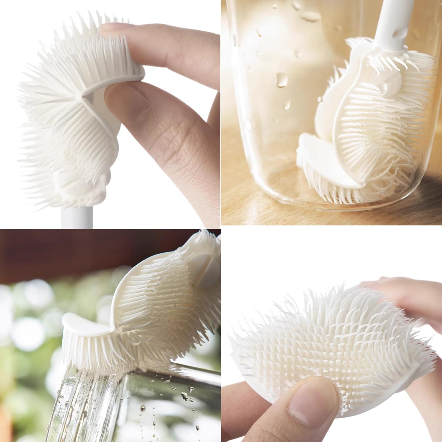 360° Flexible Silicone Bottle Brush with Long Handle, Deep Cleaning Brush for Long Bottle, Narrow Neck Bottle, Water Bottles, Baby Bottles, Flasks (3PCS)