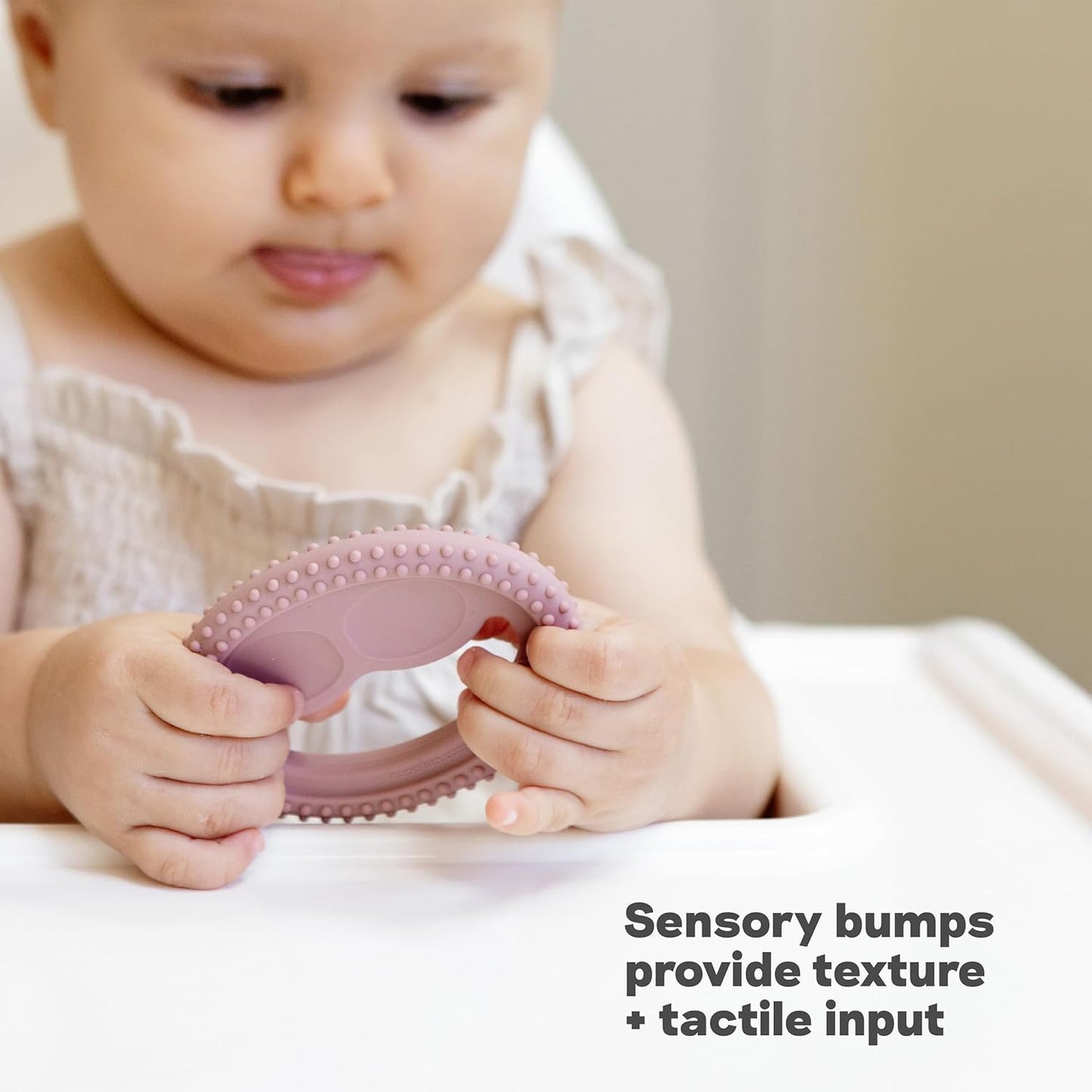 ezpz Oral Development Tools (3 Pack in Color) - 3 Months+ - Non-Slip Loop, Smile and Stick 100% Silicone Tools - Prepare for Chewing + Solids - Baby-Led Weaning Supplies