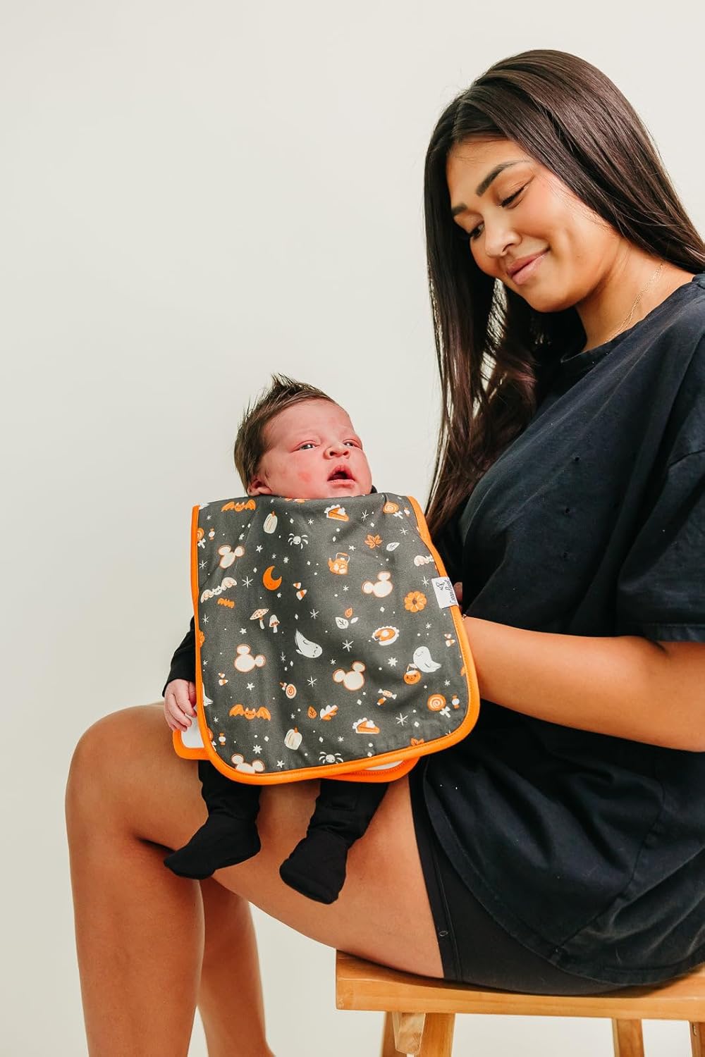 Copper Pearl Baby Burp Cloth Large 21''x10'' Size Premium Absorbent Triple Layer Gift Set 'Mickey Mouse's Boo Bash' (Pack of 3) - One Size