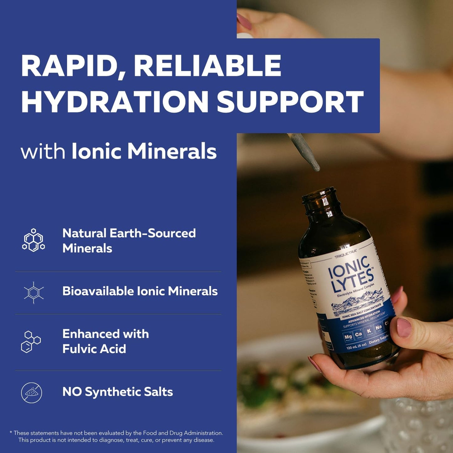Ionic Lytes™ Electrolyte Mineral Complex with Ionic Sea Salt, Fulvic & Humic Acid - Supports Hydration, Electrolyte & Mineral Balance & Muscle Function (4 oz) - Soy-Free, Gluten-Free, cGMP
