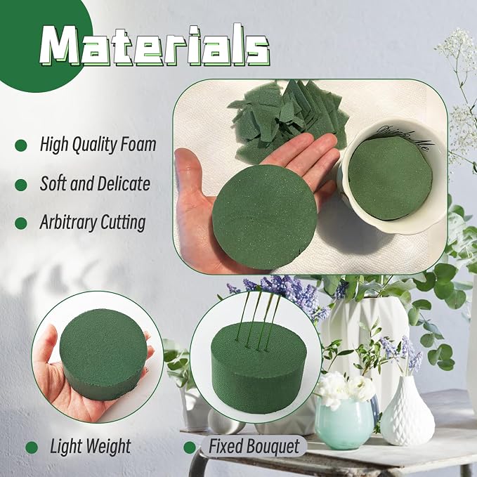 8 Pcs Round Floral Foam, Florist Plant Foam Block