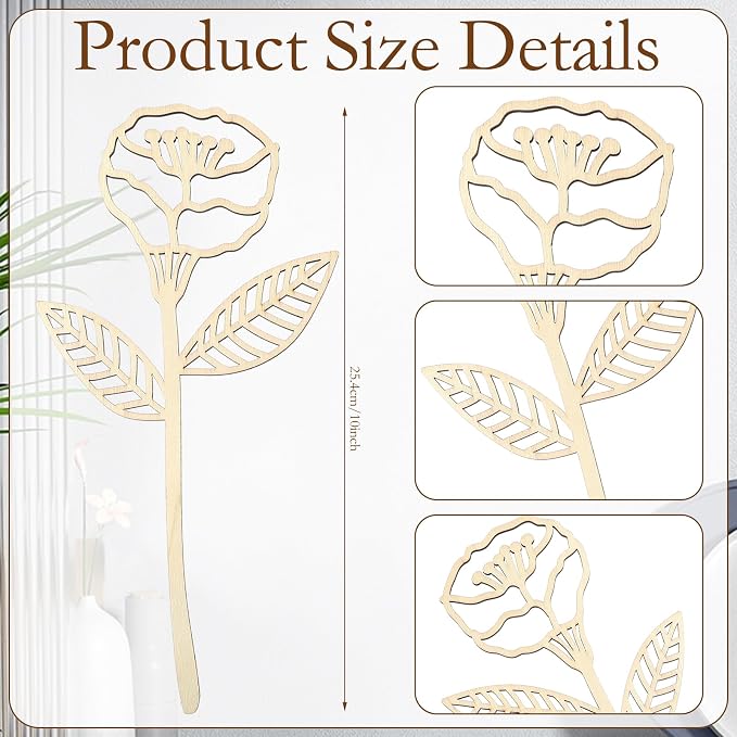 RattanView 36 Pcs Wooden Wildflower Decor Set Wood Flowers Cutout Signs