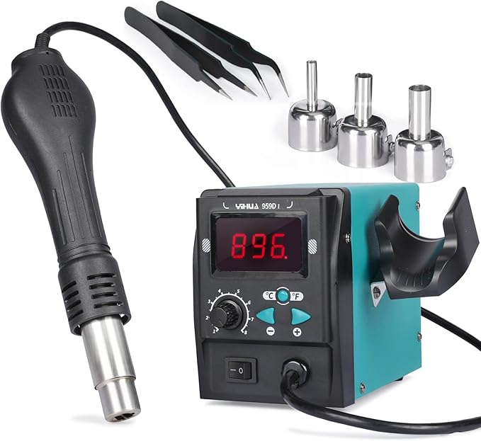 YIHUA 959D I Digital Hot Air Rework Station for SMD Reflow Soldering with 3 Hot Air Nozzles