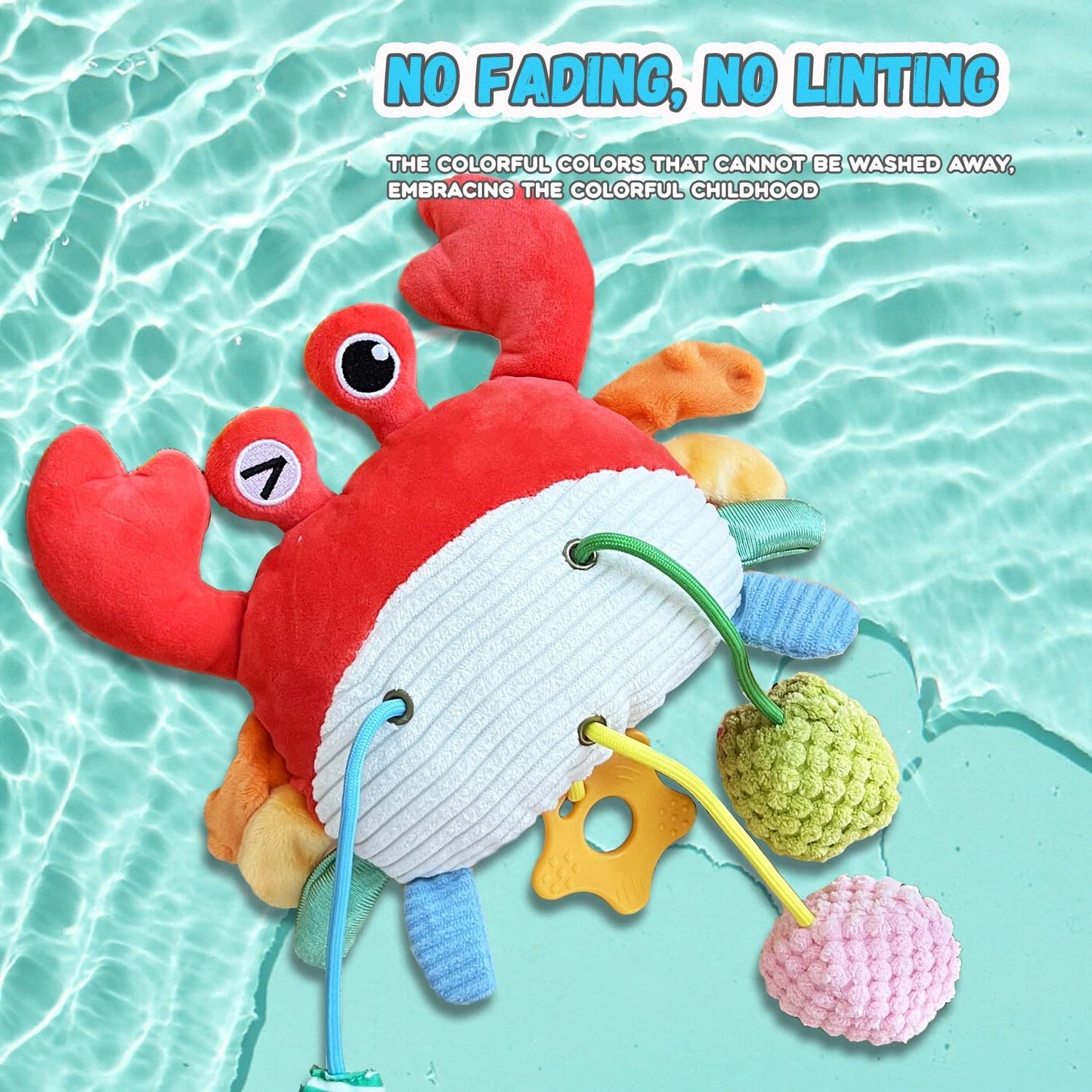 Baby Toys for 3 6 9 12 Months, Bassinet Toys for Infant & Toddlers, Crib Stroller Hanging Doll for Stimulating Baby’s Senses and Developing Motor Skills (Crab)