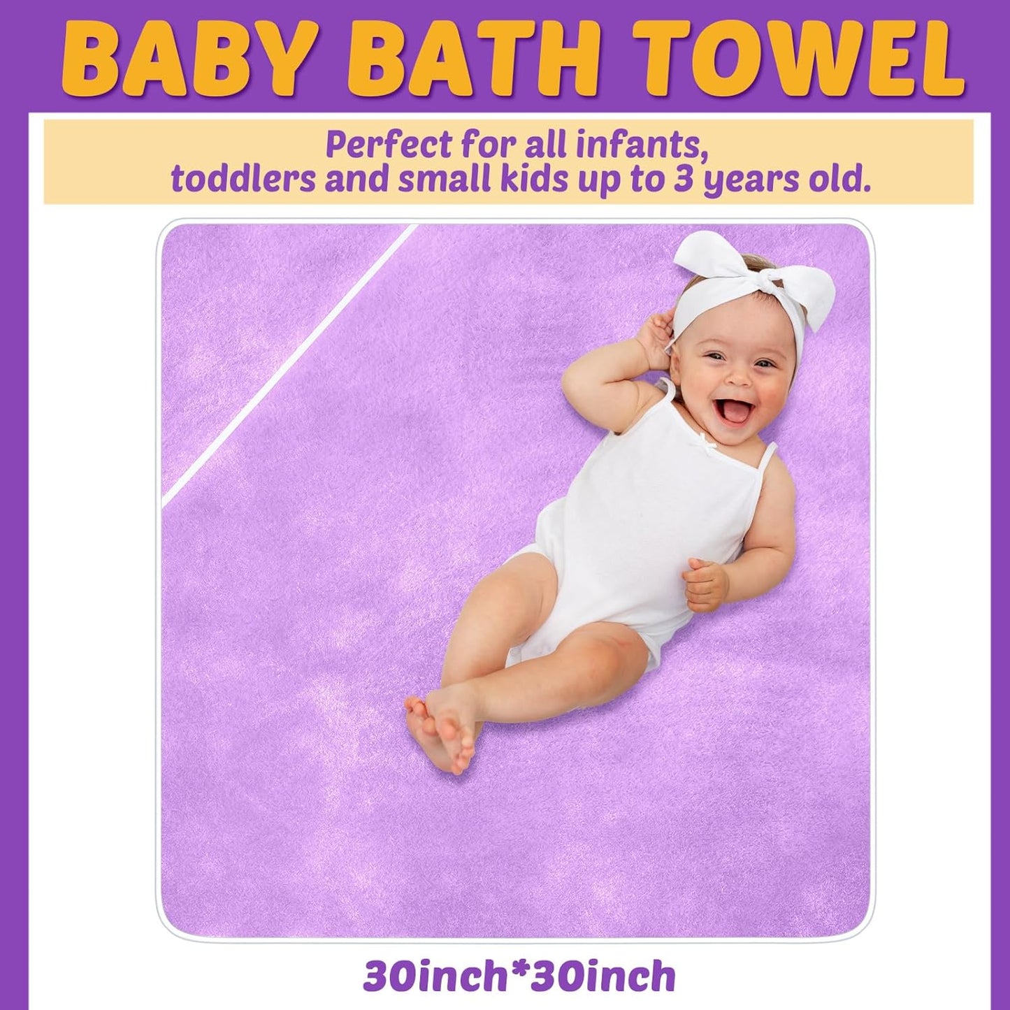 Chumia 6 Pack Baby Bath Towel Coral Fleece Soft Absorbent Newborn Hooded Towel for Kid 30 x 30 Inch Toddler Bath Blanket for Babies Infant Shower Gift(Rich Color)