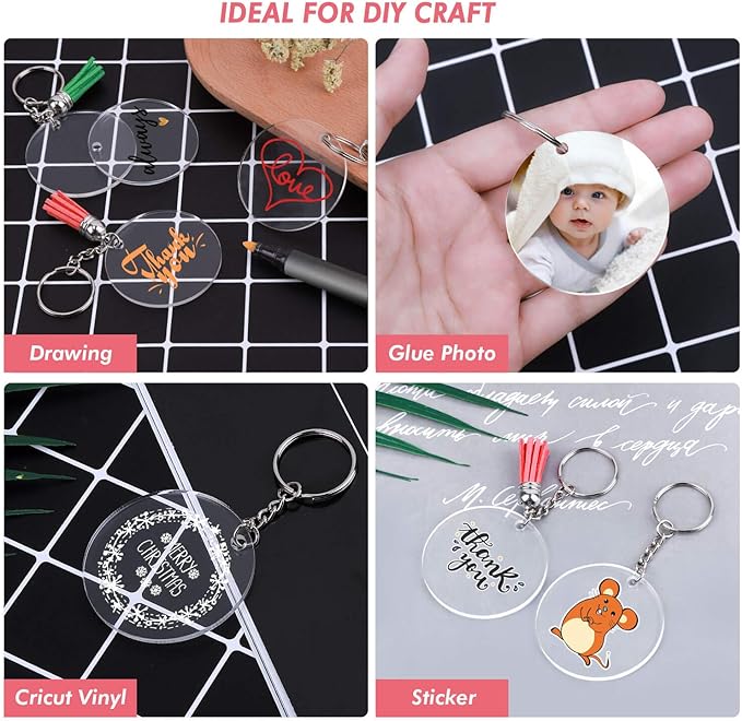 Acrylic Keychain Blanks, Audab 50pcs Clear Keychains