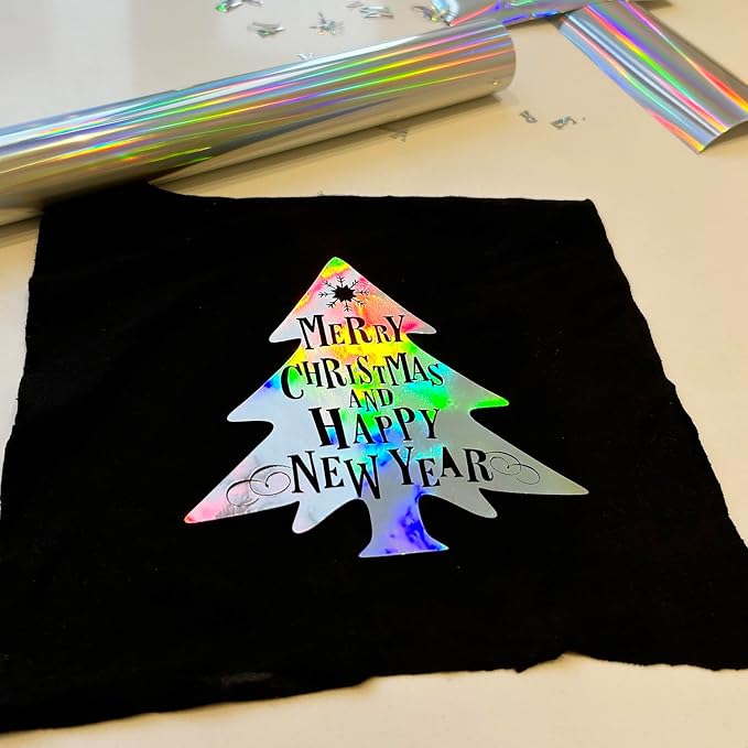 Holographic Heat Transfer Vinyl Metal Silver HTV Holographic Vinyl Rolls 12Inch
