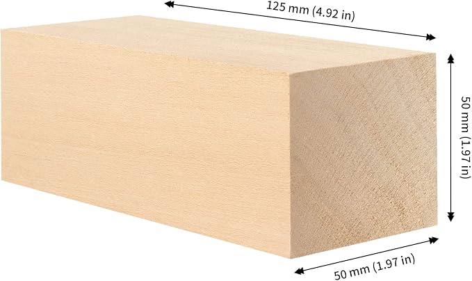 JAPCHET 12 Pieces 5 x 2 x 2 Inch Basswood Carving Blocks, Natural Carving Blocks