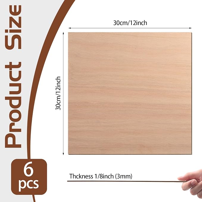 6 Pcs Mahogany Plywood Sheets, School DIY Projects, CNC Cutting, and Wood