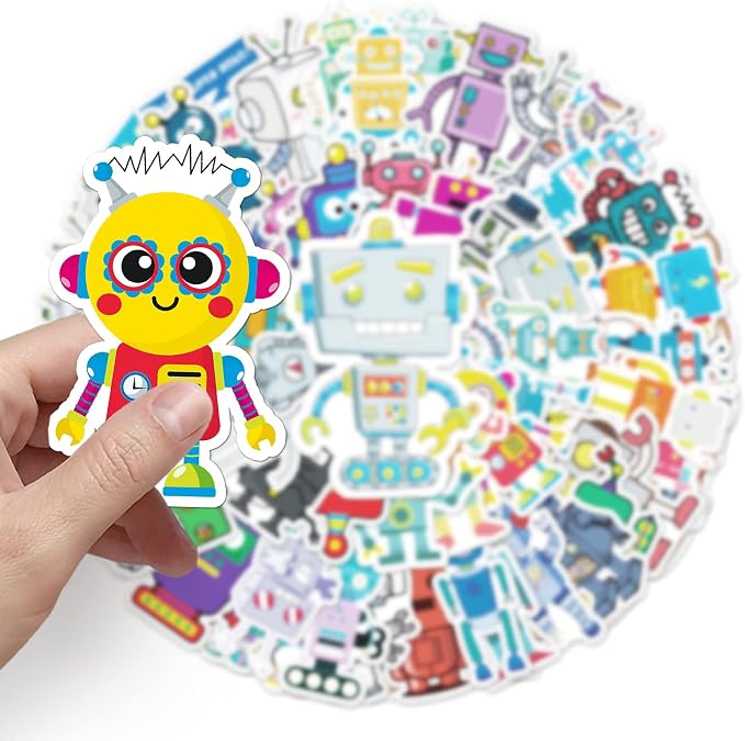 Cute Cartoon Robot Stickers for Kids