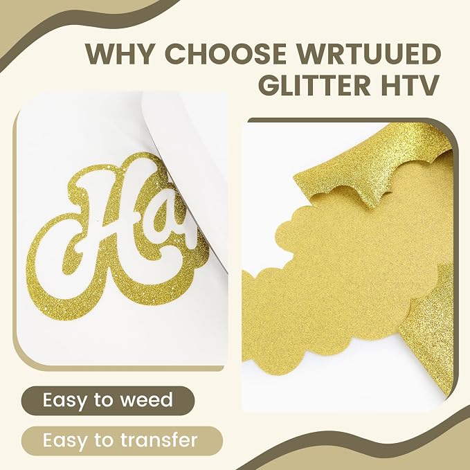 Gold Glitter HTV Heat Transfer Vinyl