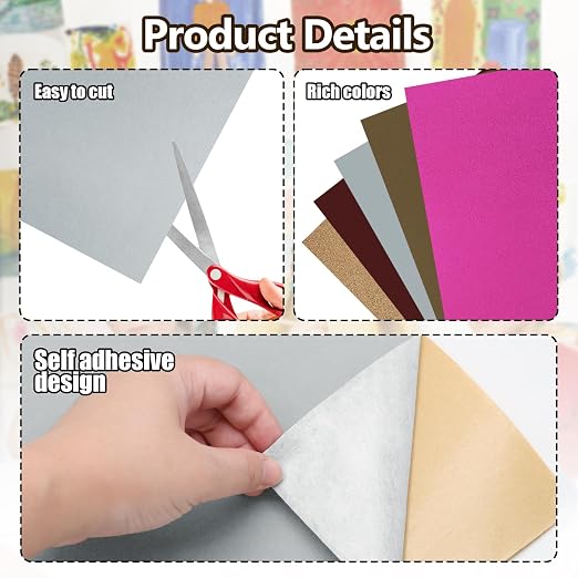 Biaungdo Grey Self Adhesive Felt Sheets, 8 x 12 Inch, Felts Fabric