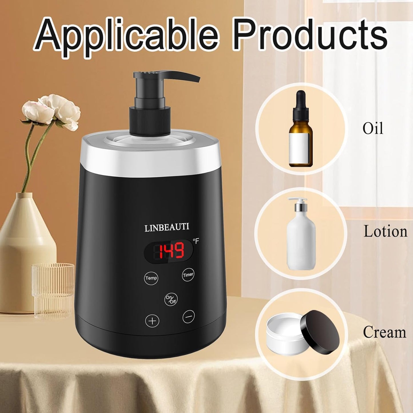 Massage Oil Warmer Bottle Professional Lotion Warmer for SPA, Automatic Oil Warmer Heated Oil Lotion Cream for Salon, Barber Shops, Home, with Two Oil Bottle Dispenser (black)