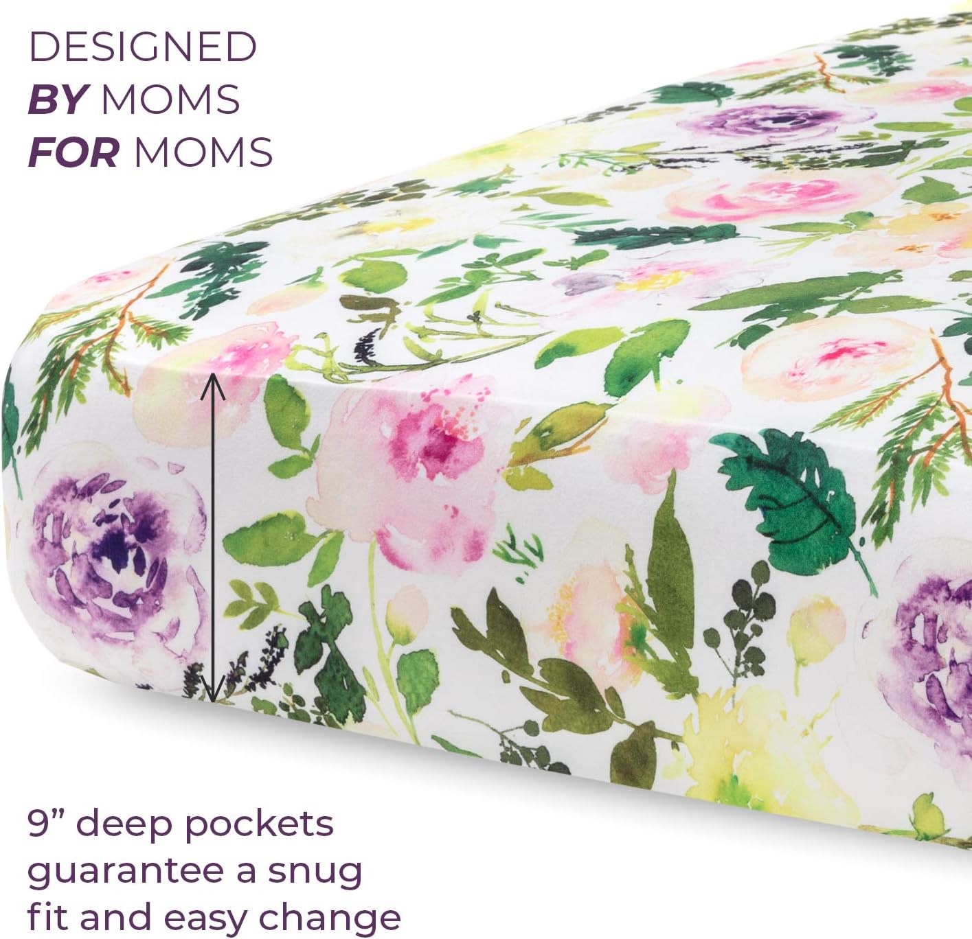 Pobibaby - 2 Pack Premium Fitted Baby Girl Crib Sheets for Standard Crib Mattress - Ultra-Soft Cotton Blend, Safe and Snug, and Stylish Floral Crib Sheet (Allure)