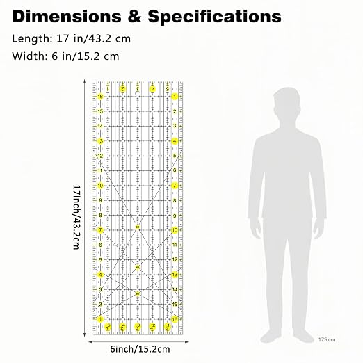 Sewing Ruler, 6“ * 17” Quilting Rulers, Acrylic Ruler, Cutting Ruler