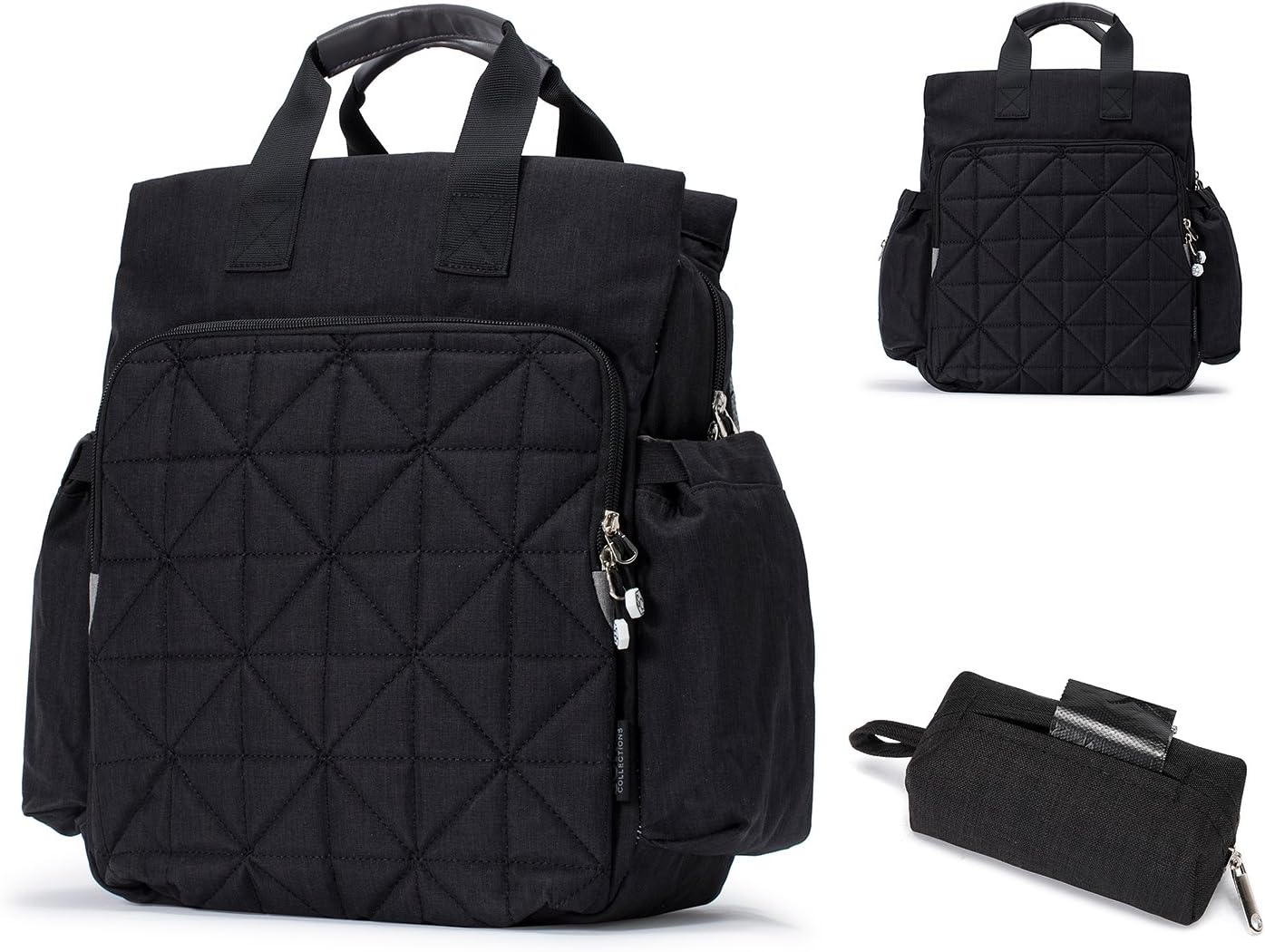 SoHo Kenneth Diaper Backpack 6Pc Set Tote Bag, Black