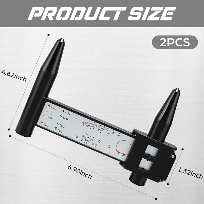 Kingdder 2 Pcs Wheel Stud Rim Bolt Pattern Measuring Tool PCD Ruler Wheel PCD