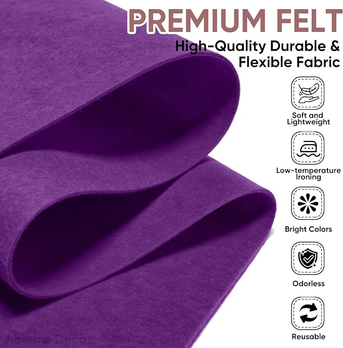 Soft Felt Fabric Sheet 18" x 36", 1.6mm Acrylic Craft Felt, Large Precut Sheet
