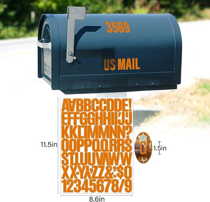 Letter Stickers, Mailbox Numbers, 1.5 Inch Waterproof Vinyl Alphabet | 1 1/2