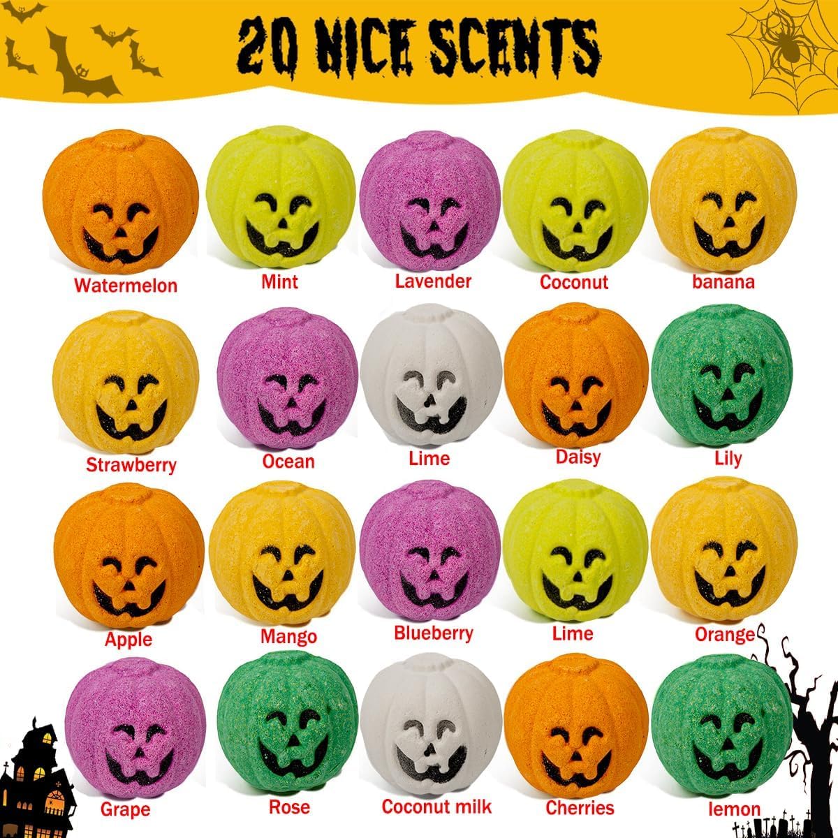 Spooky Bath Bombs for Kids with Surprise Inside, Bubble Bath Bomb with Halloween, Fruity Scents, Relaxing Aromas, Ideal Birthday Gift for Girls