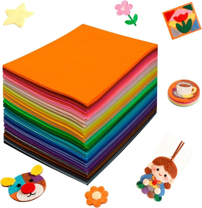 120 Pcs Craft Felt Sheets, 8 x 12 inch Soft Felt Squares