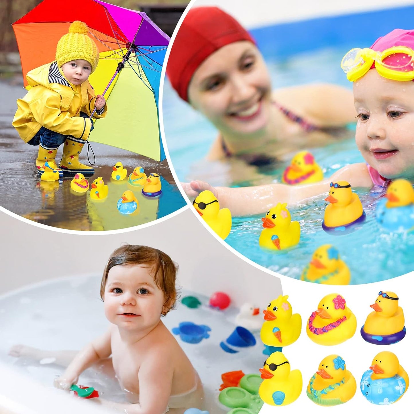 Honoson 36 Pcs Rubber Duck in Bulk Mini Toy Rubber Duck for Bath Birthday Gifts Shower Party Favors Decoration(Pool)