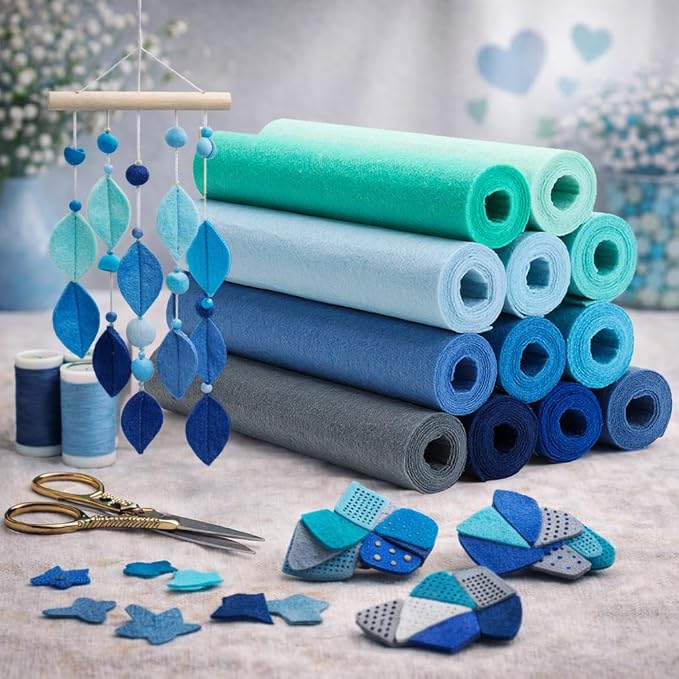 Large Stiff Felt Sheets 8"x35" – 12 Assorted Colors Felt Fabric Bundle Pack