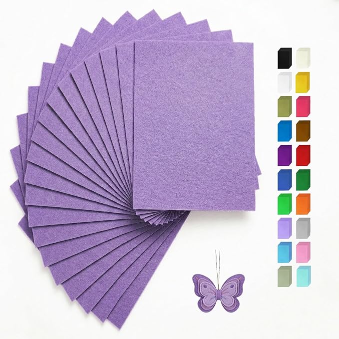 Lavender Felt Fabric Sheets Stiff 20 Pcs 8" X 12", 1mm Thick Assorted Color