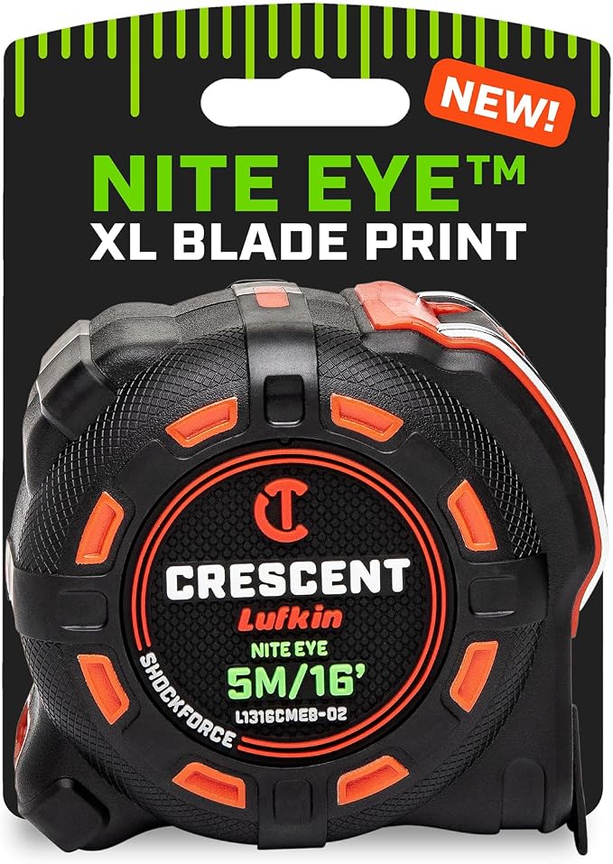 Crescent Lufkin 5 Meter / 16 Ft. SHOCKFORCE NITE EYE Tape Measure | L1316CMEB-02