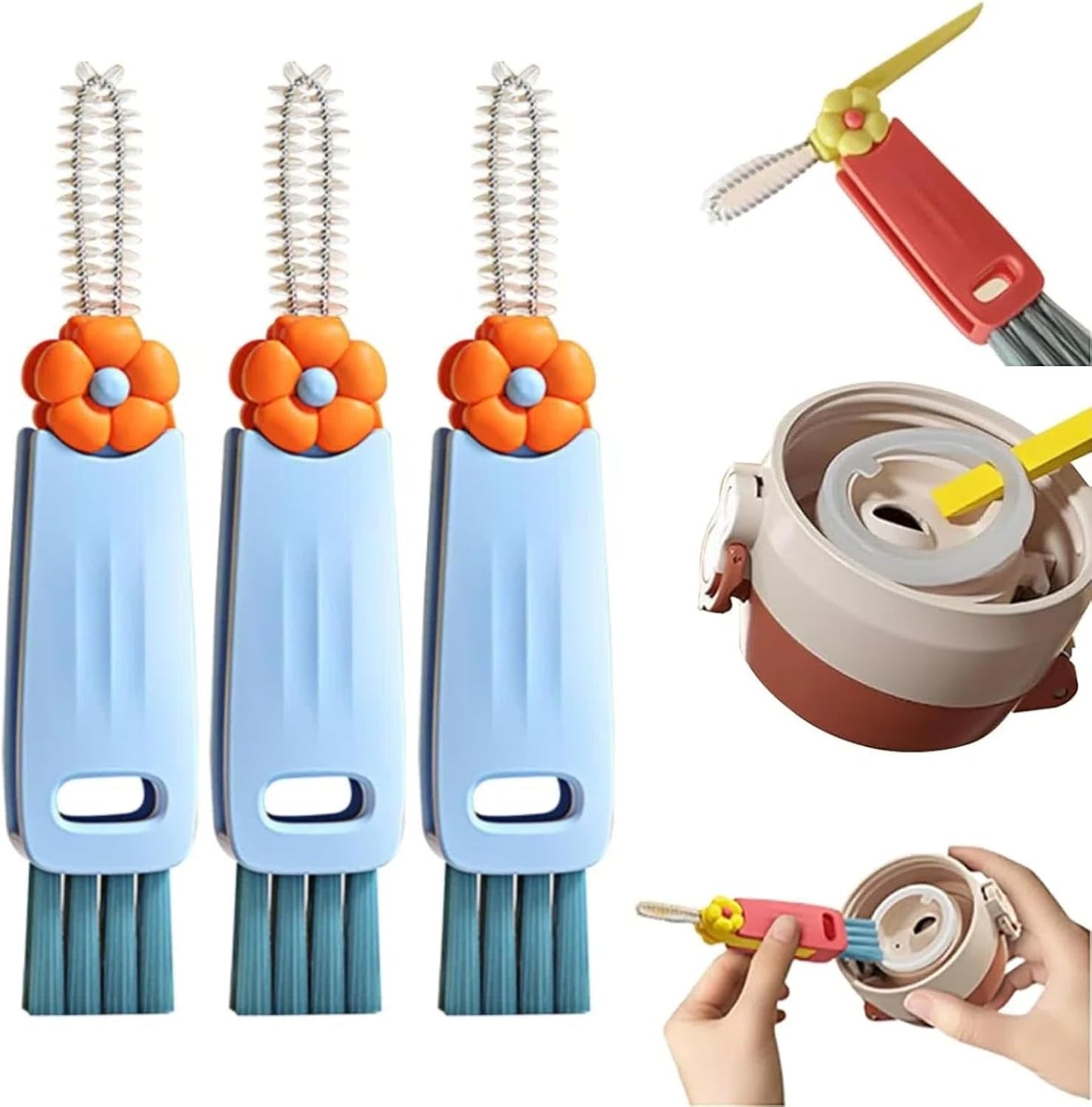 Upgraded 3 in 1 Cup Lid Cleaning Brush, 2025 New Multifunctional Lid Cleaner Brush, Bottle Cleaner Brush for Coffee Cups Lid Gap, Home Kitchen Crevice Cleaning Brush Tools