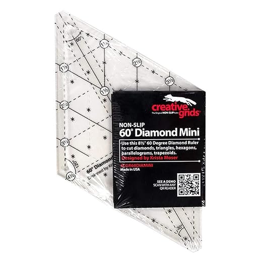 Creative Grids 60 Degree Mini Diamond Ruler – CGR60DIAMINI – Made in USA
