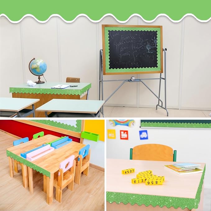70Ft Shine Bulletin Board Borders，Scalloped Poster Boards Decorations Trim