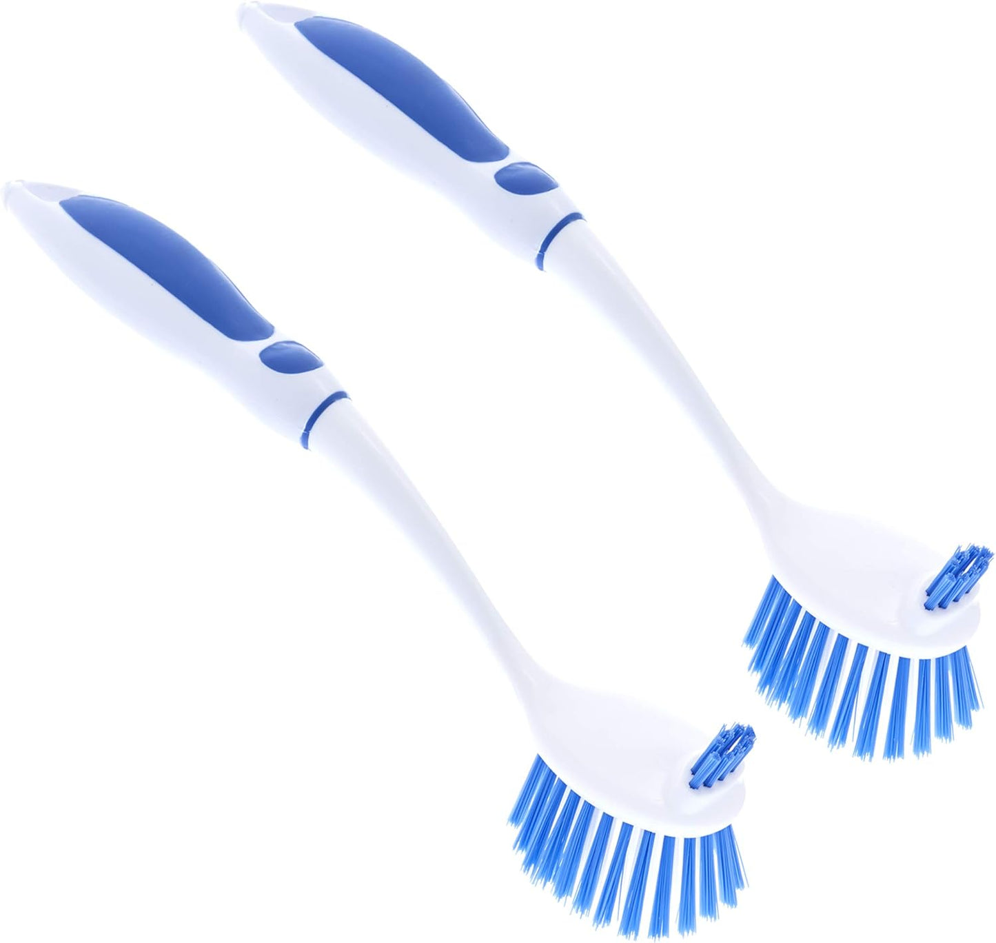 Superio Fruit and Vegetable Scrub Brush with Long Handle - Dish Cleaning Brush, Double Sided Scrubber, Non Scratch Kitchen Scrub Brush for Fruits/Potatoes/Veggies, Sinks, Bath (2, Blue)