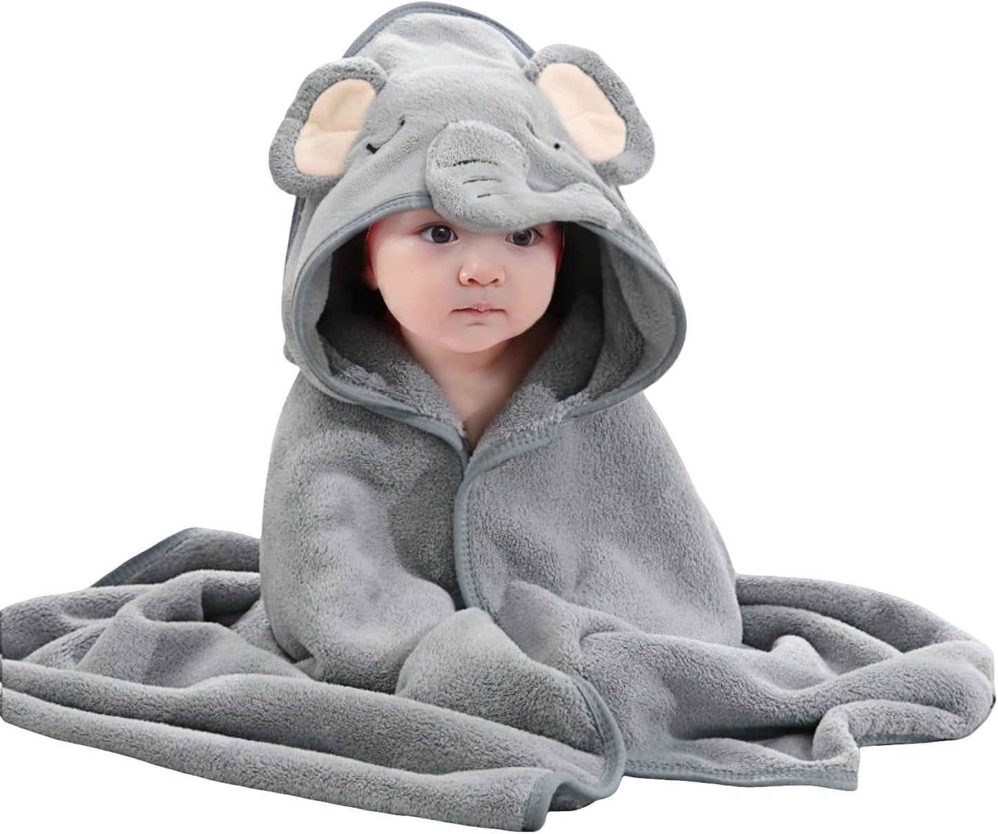 Baby Hooded Towels,31 x 31 in Baby Washcloths, Infant Super Soft Baby Bath Towels with Hood for Toddlers1-3,Highly Absorbent Viscose Hooded Towel for Boys, Girls, Newborn Essentials